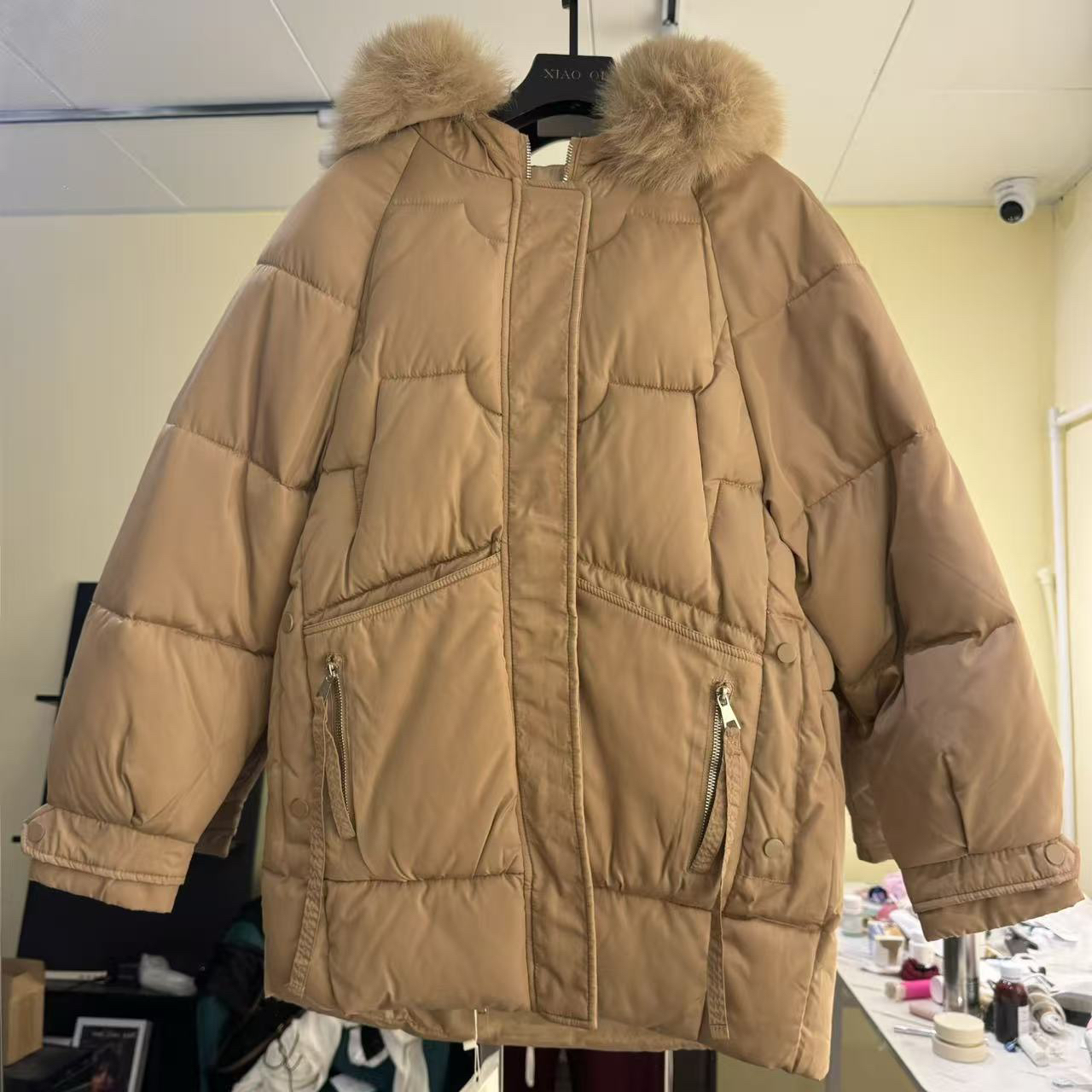 冬季新款中长款女大毛领加厚外套