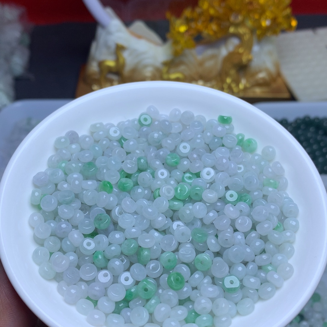 【闪购商品】翡翠手链未镶嵌卡3乘5绿白算盘100个