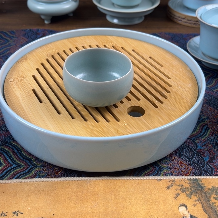 瓷摆件仿古釉釉水禅定杯