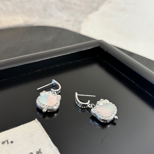 铜合金合成锆石耳饰 双色kt耳环EH3178