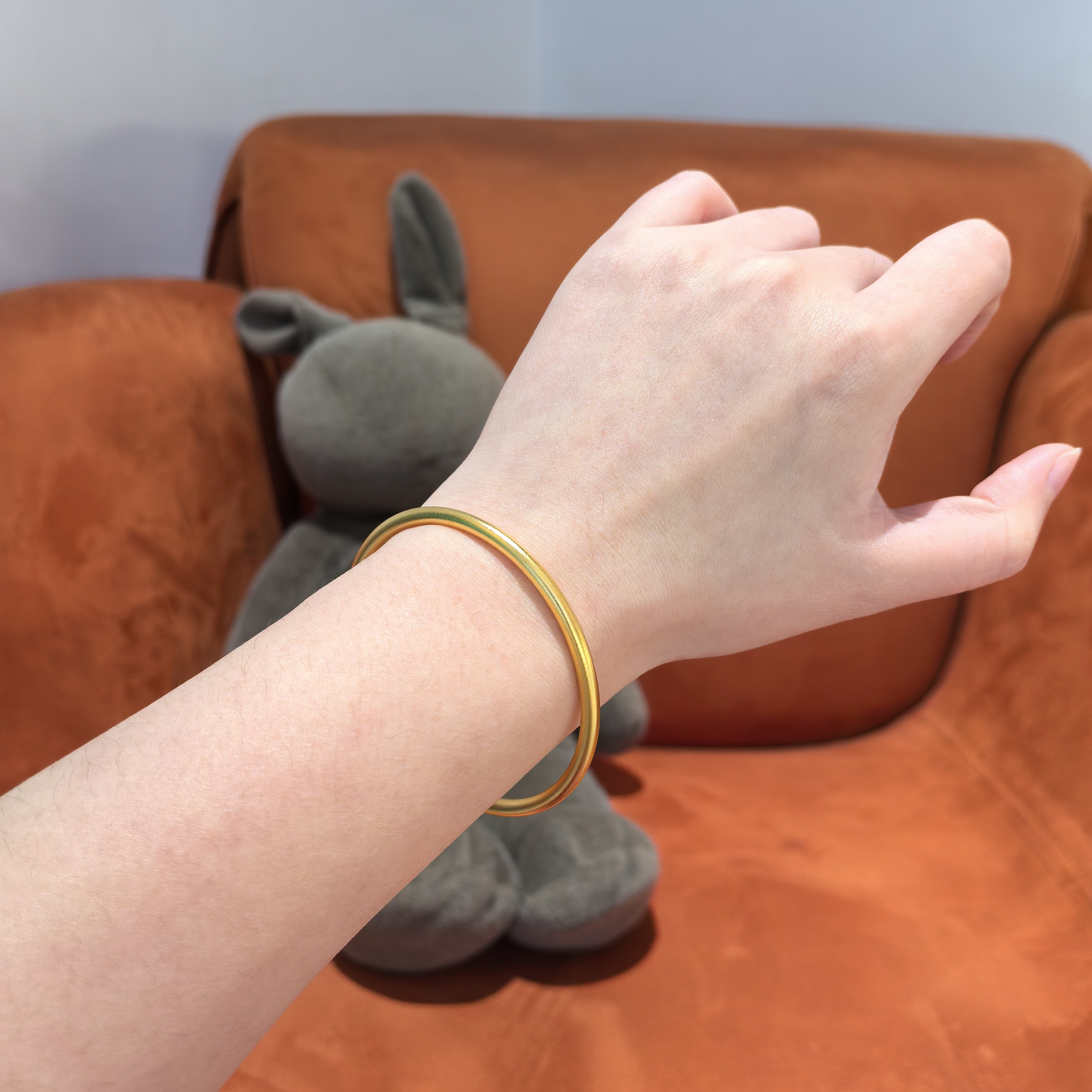 足银手镯 厚金铸银工艺素圈手镯约10g