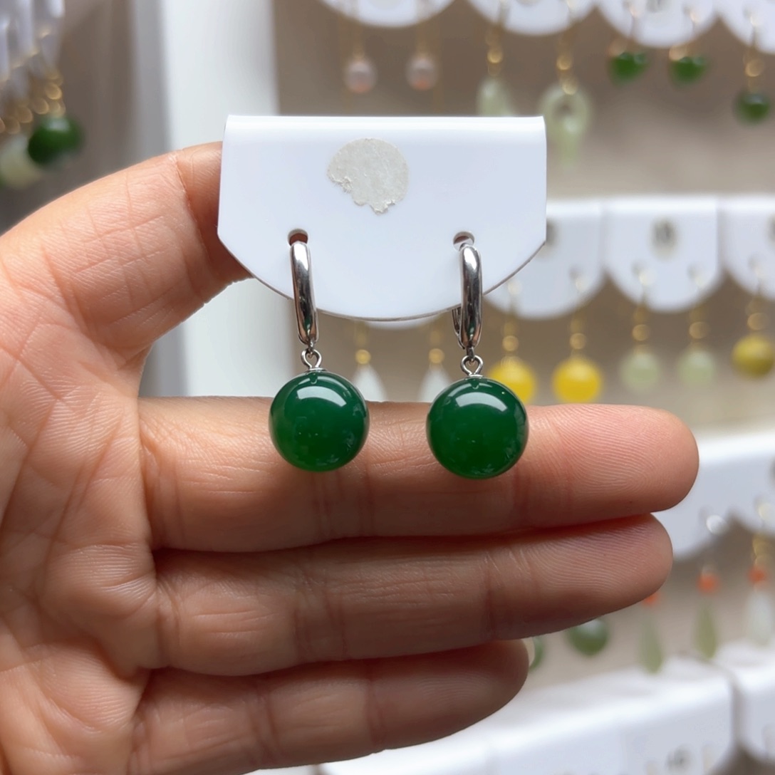 玛瑙/玉髓耳饰银S925镶嵌