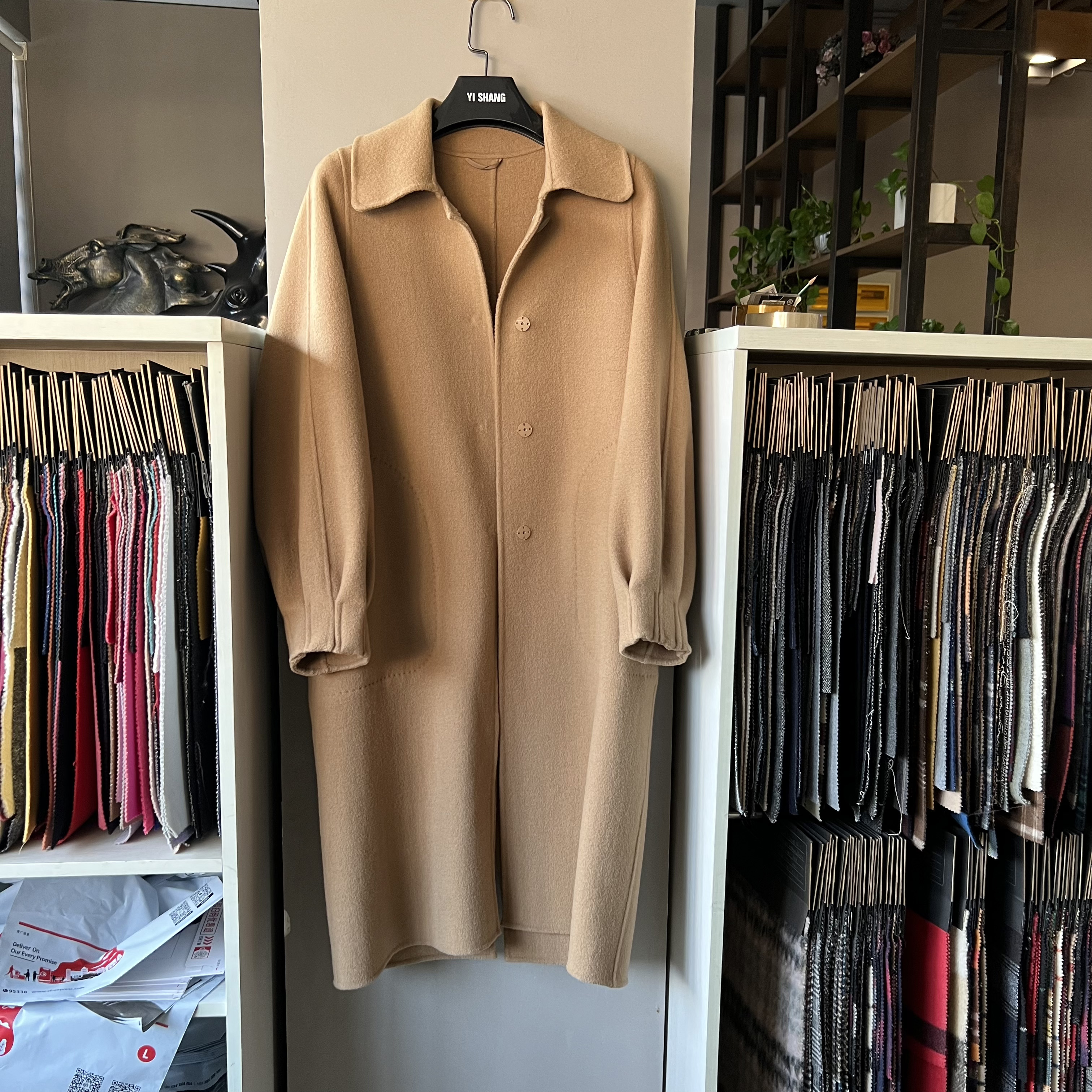 SH-002冬季双面呢女通勤格子加厚秋冬女装毛呢外套