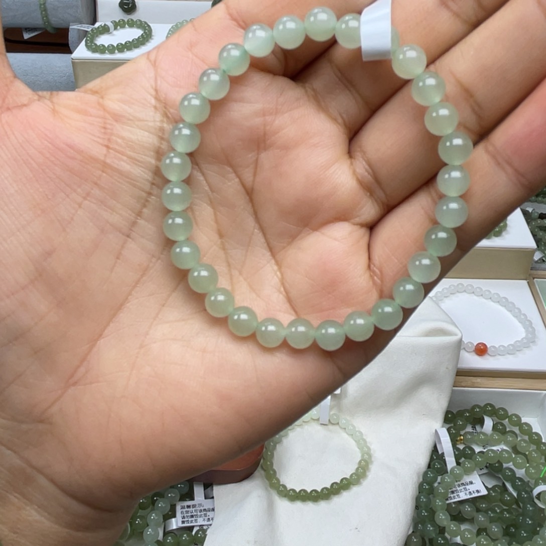 和田玉手串未镶嵌毛****1