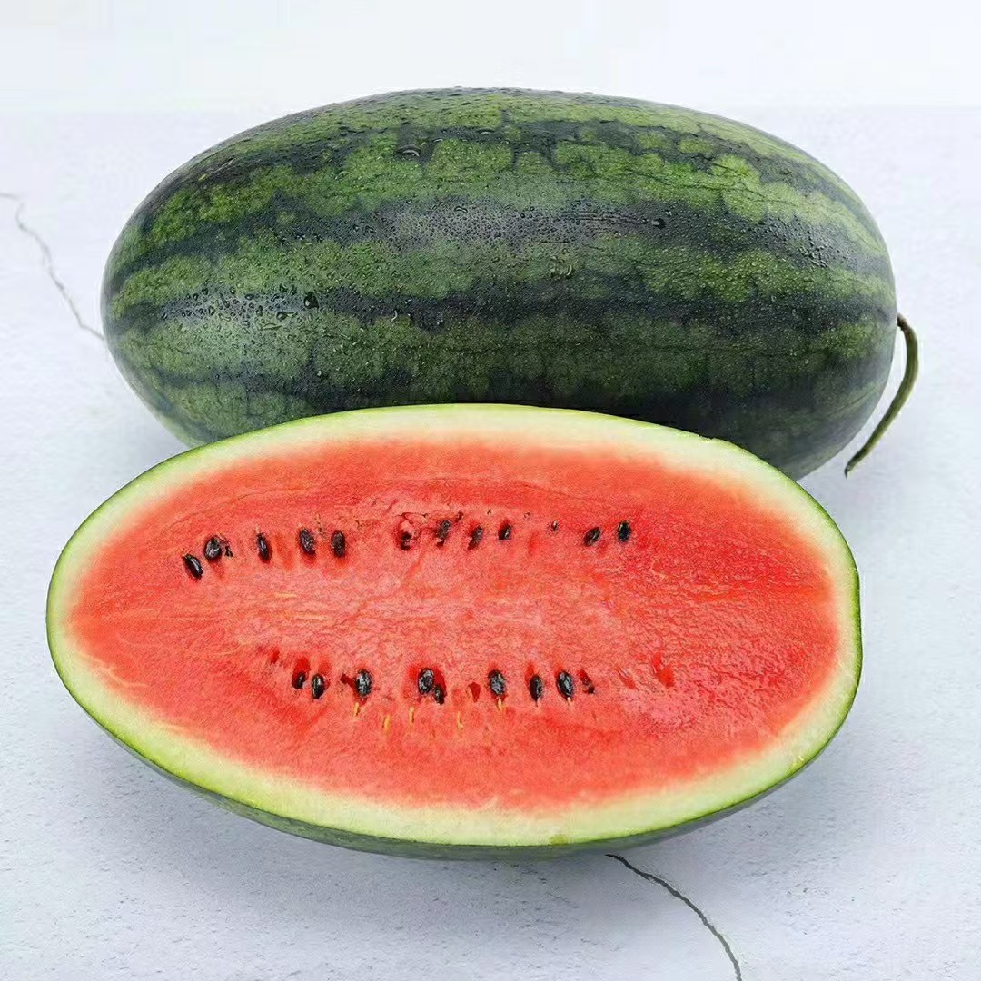 广东黑美人西瓜皮略厚  糖度高香甜好吃顺丰送到家