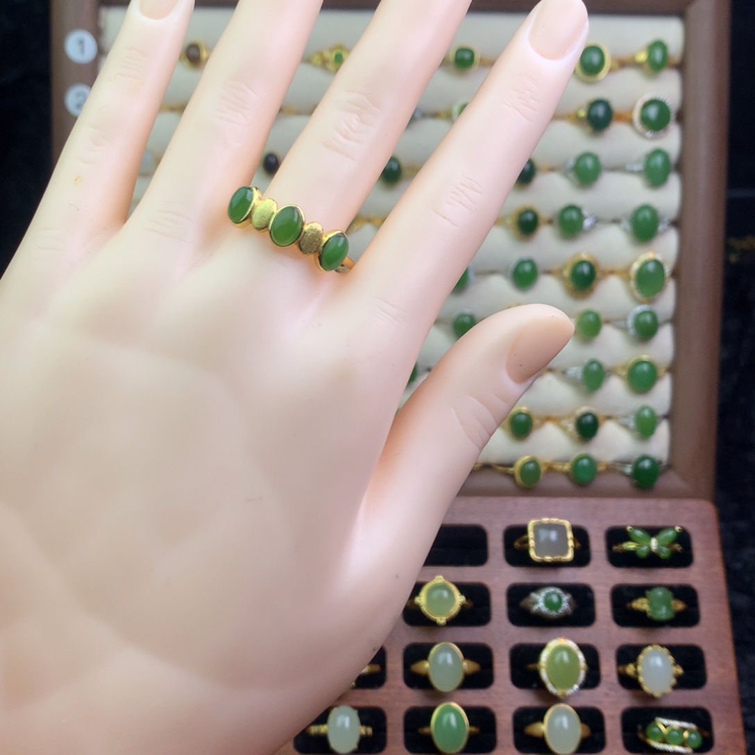 和田玉银S925镶嵌戒指