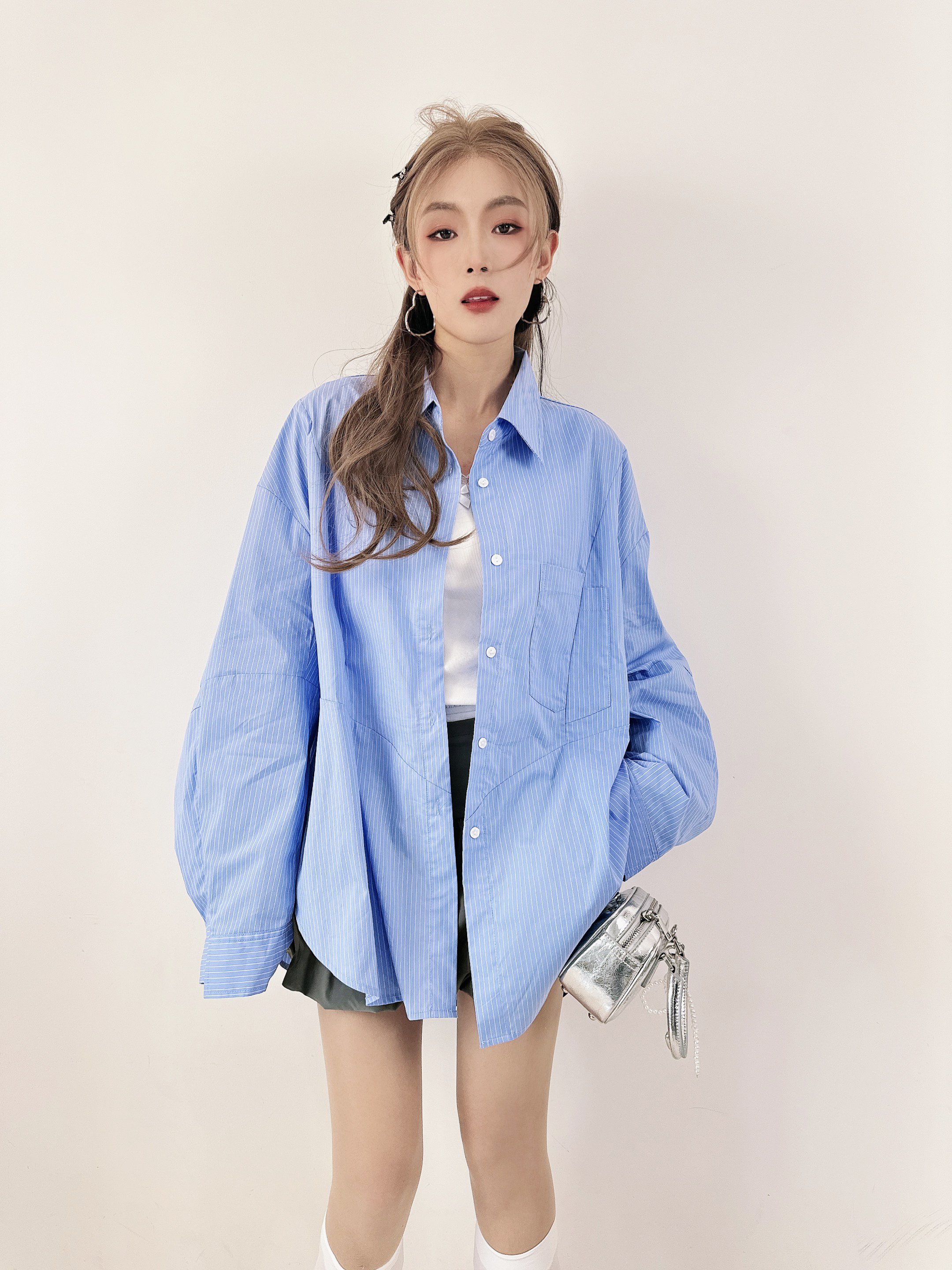 小个子2025新款慵懒设计感条纹衬衫女小众韩版长袖宽松高级感衬衣