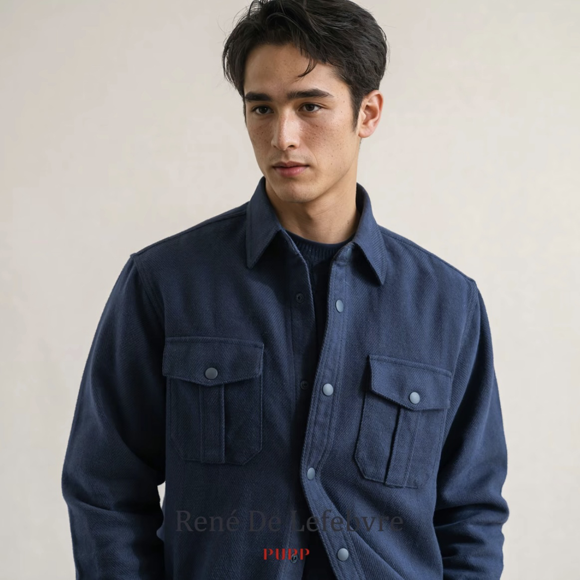 René De Lefebvre秋季加厚男士多袋拼接衬衫版型男士夹克外套