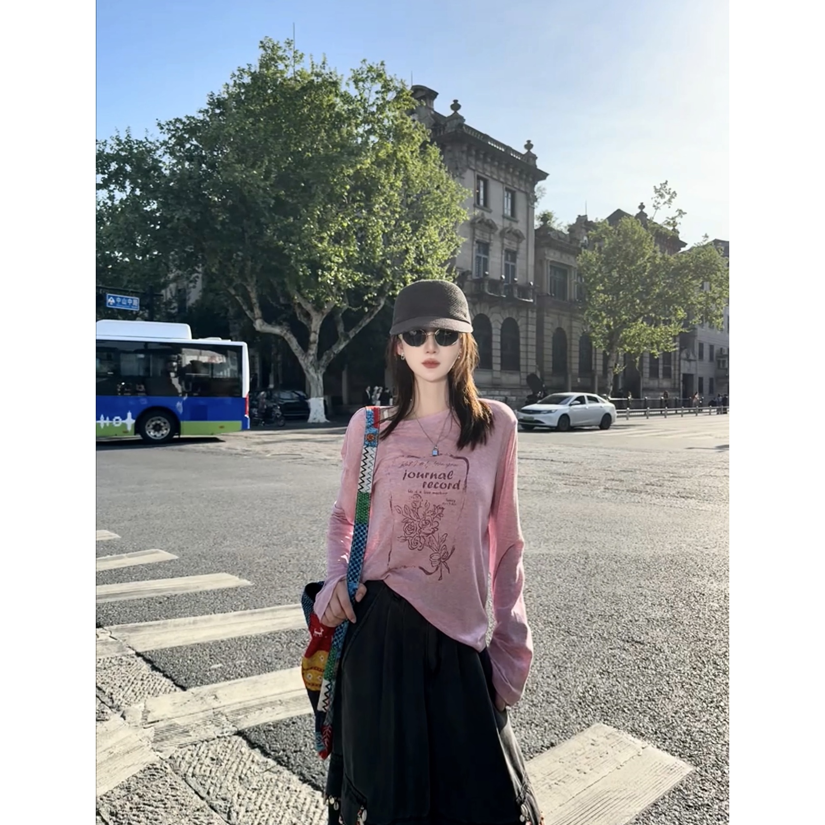 【NG·Studio】长袖百搭宽松别致印花防晒上衣T恤预NGC5TX2091