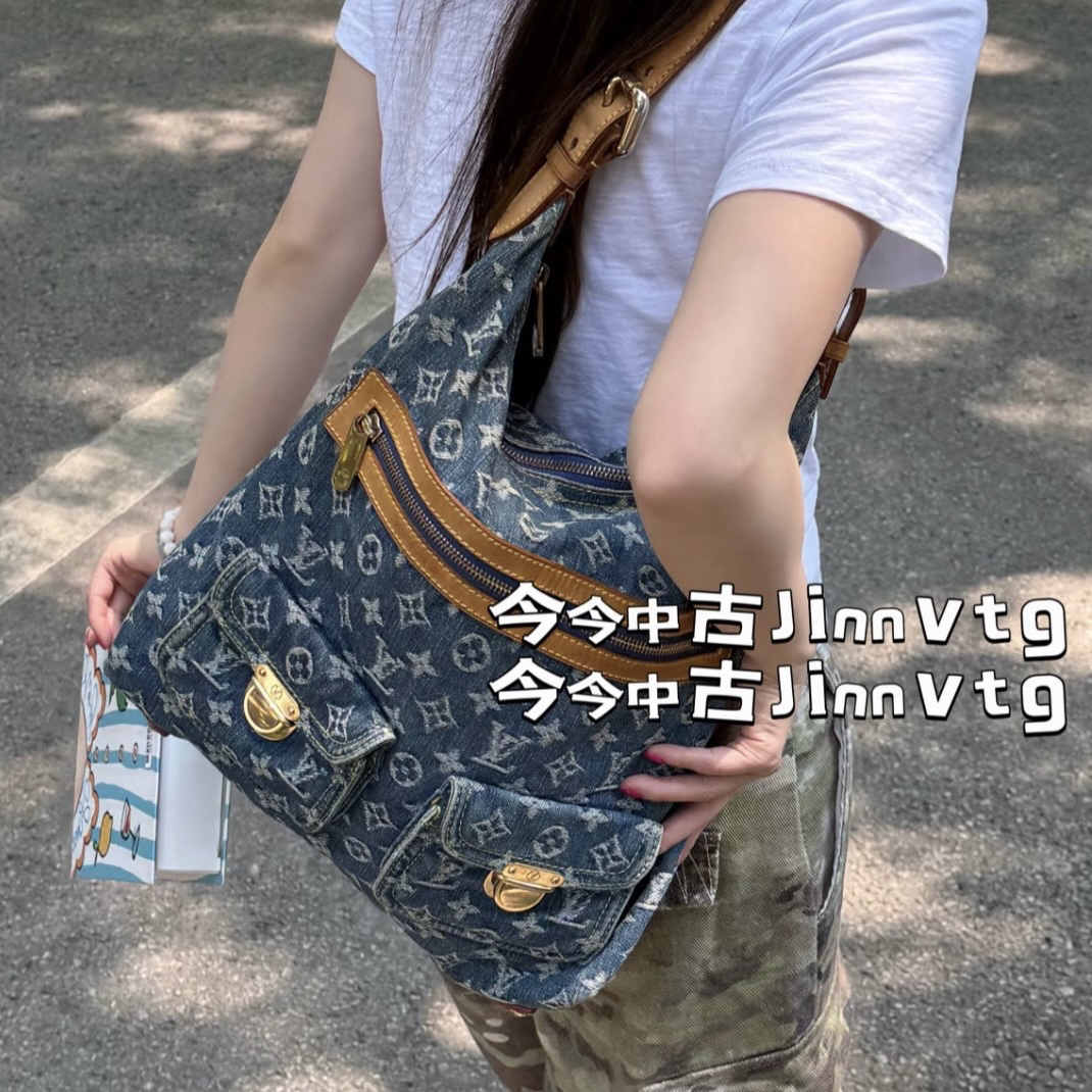 95新 LouisVuitton/路易威登 蓝色老花baggy单肩包