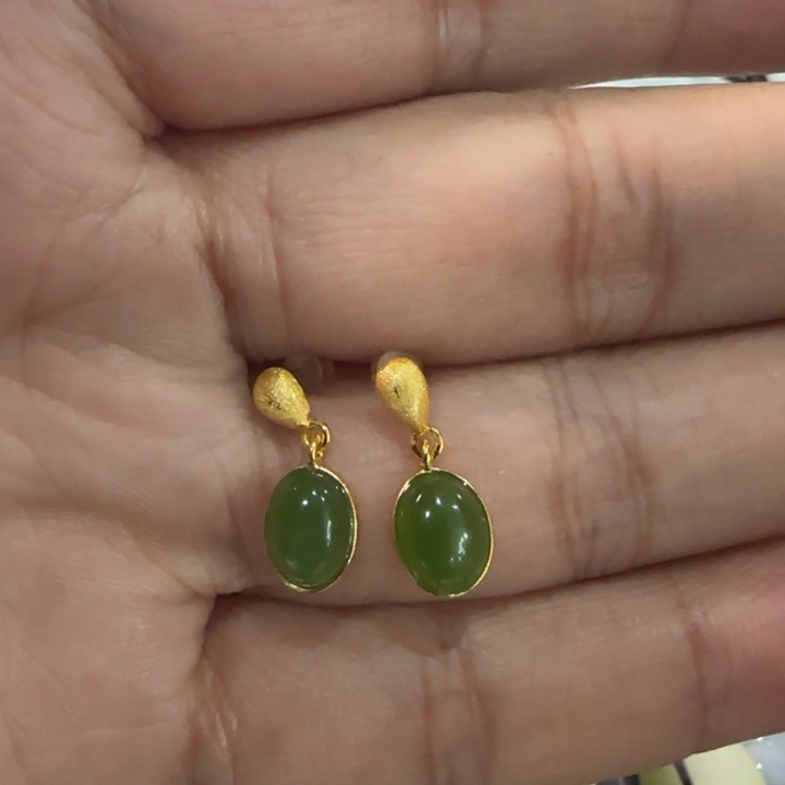 和田玉银S925镶嵌耳饰