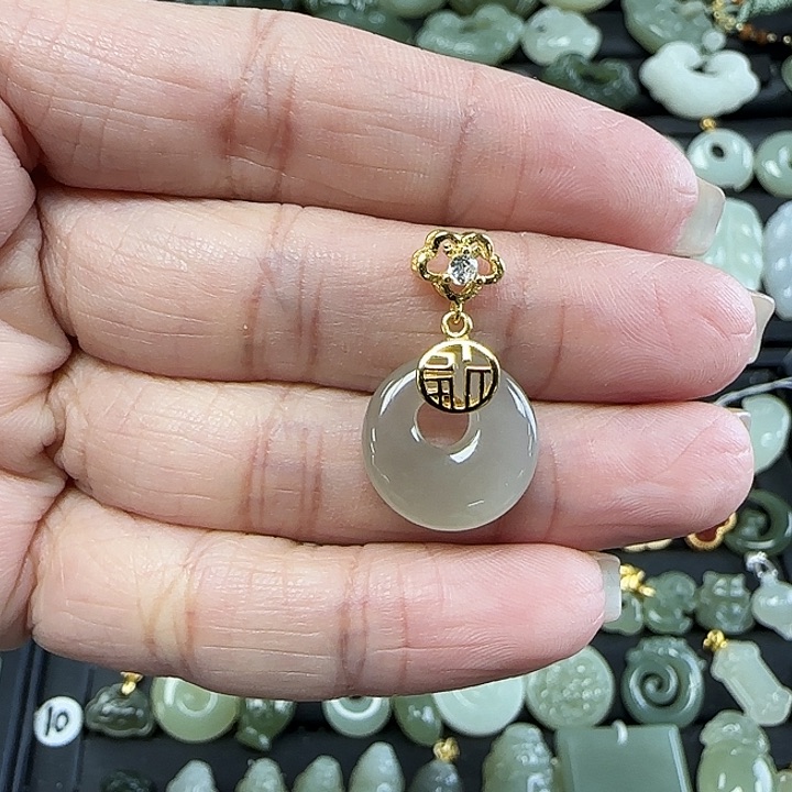 和田玉吊坠(不含链)银S925镶嵌