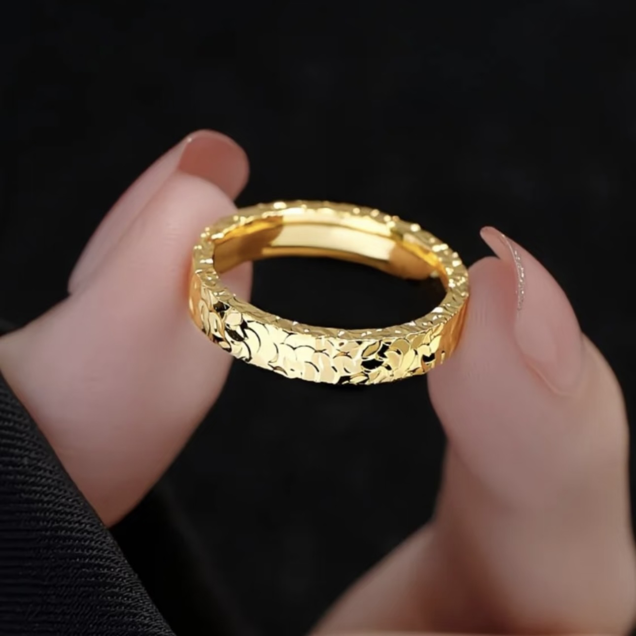 铜合金戒指 铜合金 碎冰冰设计简约百搭开口情侣对戒时尚指环女款