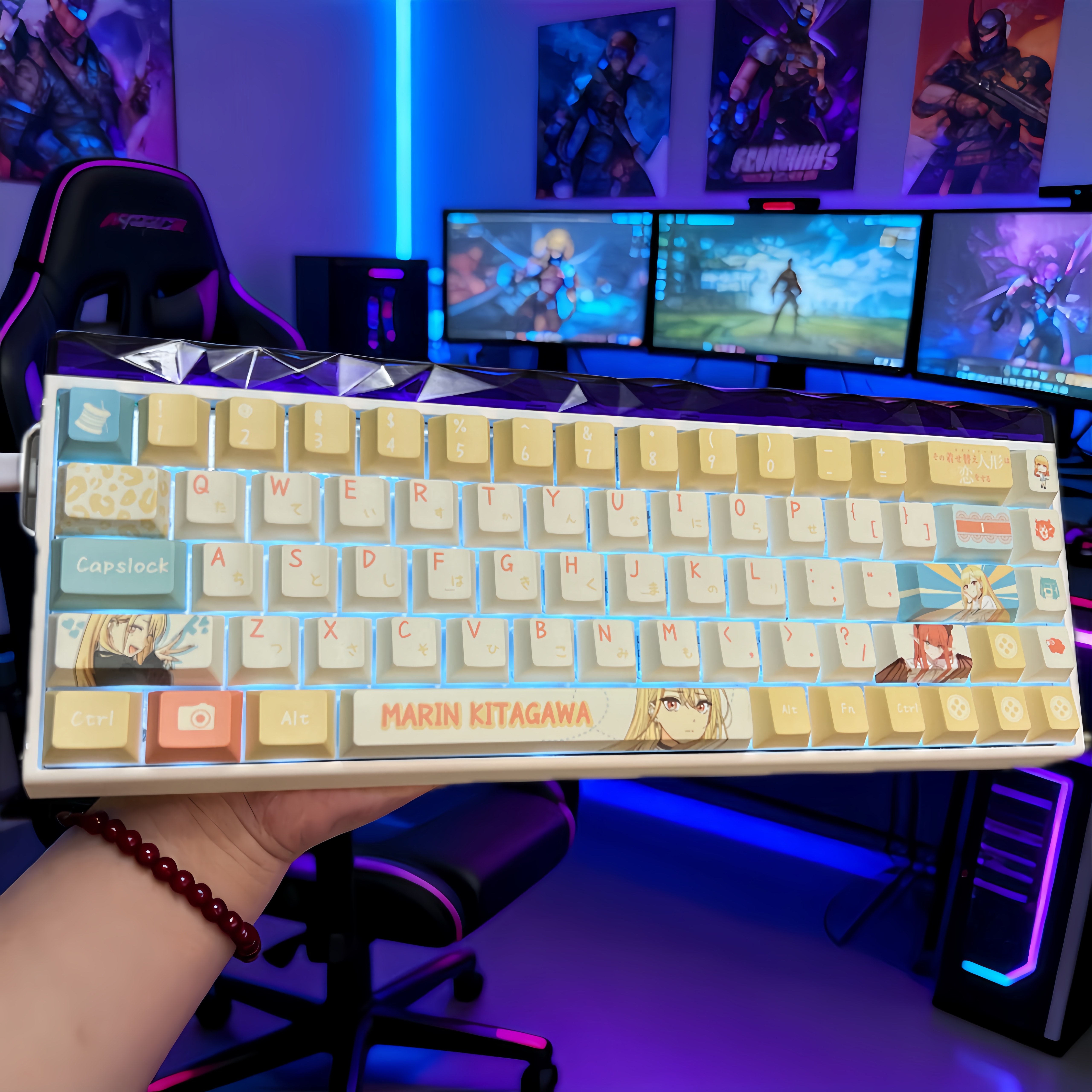 喜多川海梦2.0键帽全套加透明键加飘带原厂高度PBT正刻适配606568