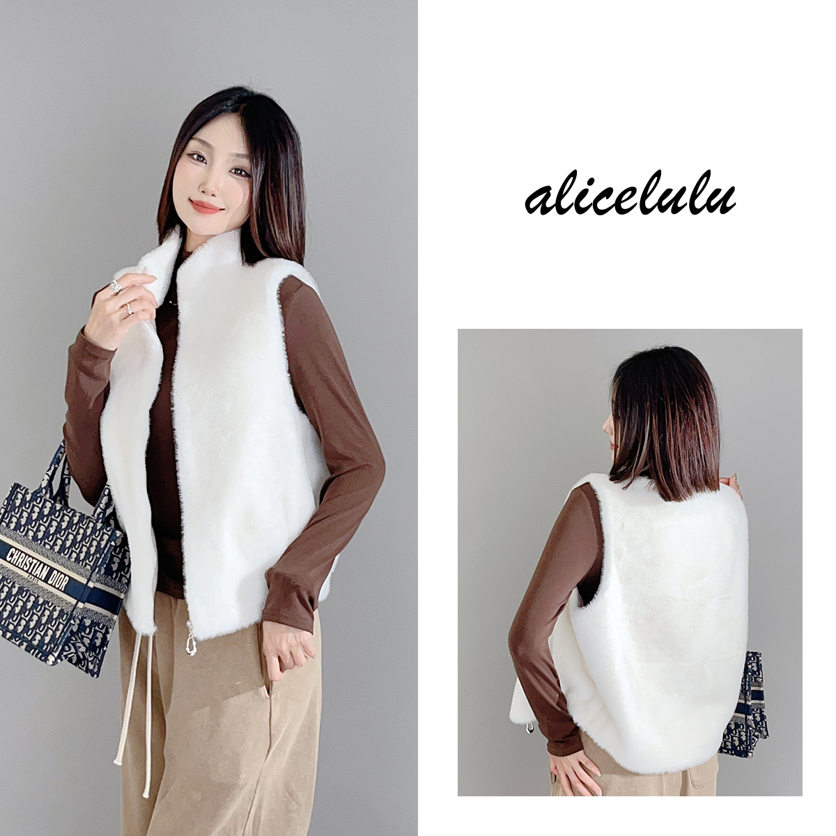 6 alicelulu 贵上加贵绒毛马夹 柔滑细腻 叠穿百搭 S2140038Tr