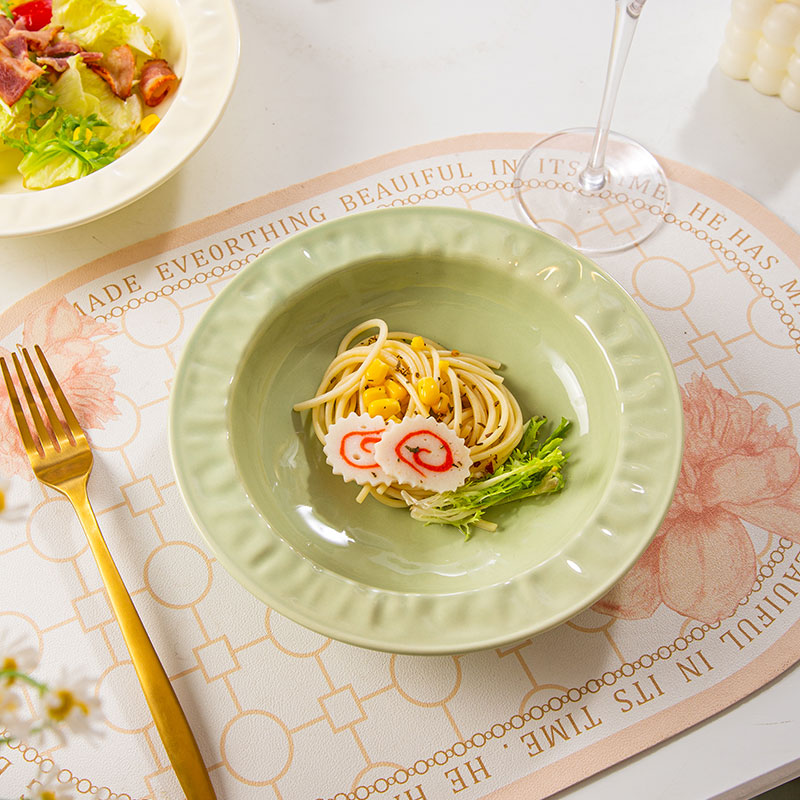 手作8英寸草帽盘（2个装）奶绿