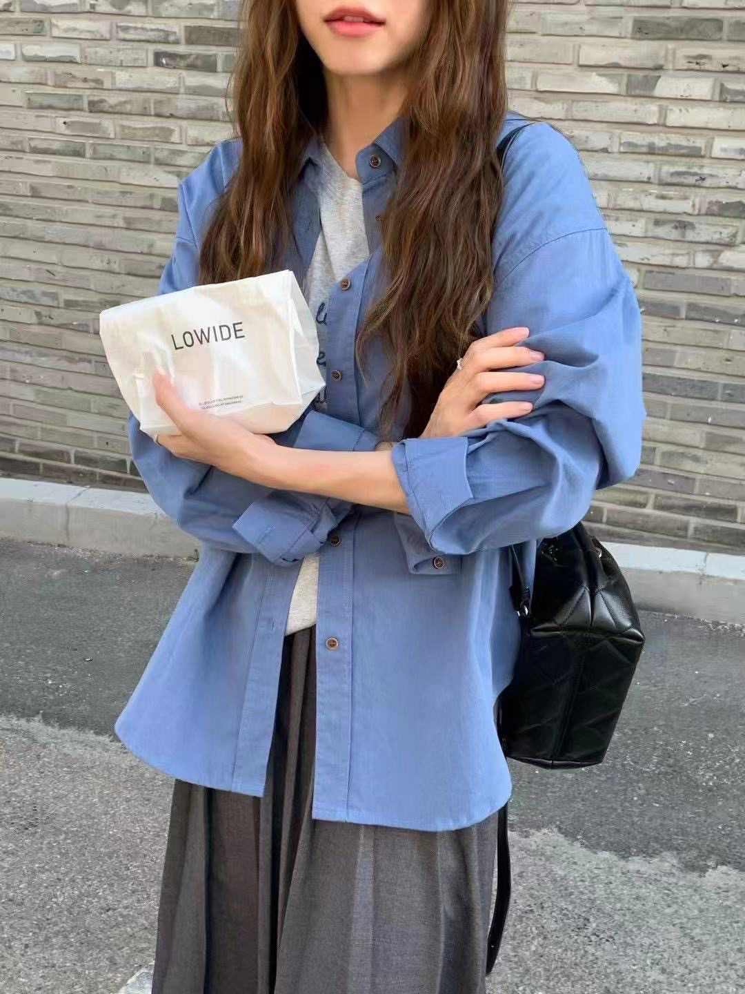 秋日限定简约基础款雾感宽松百搭长袖衬衫