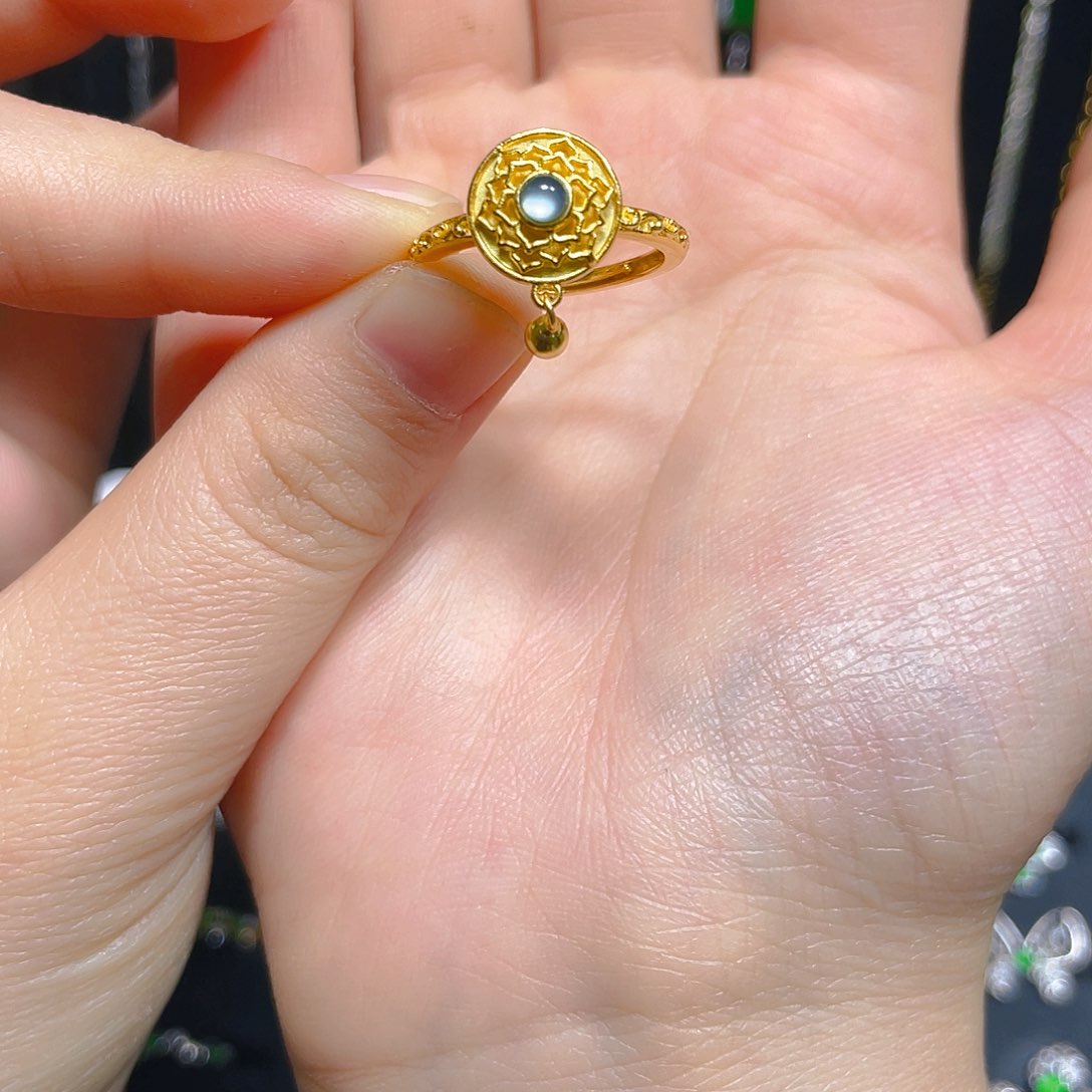 翡翠戒指银S925镶嵌戒指