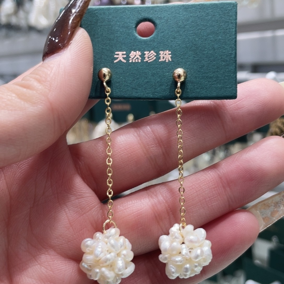 淡水珍珠耳饰银S925镶嵌