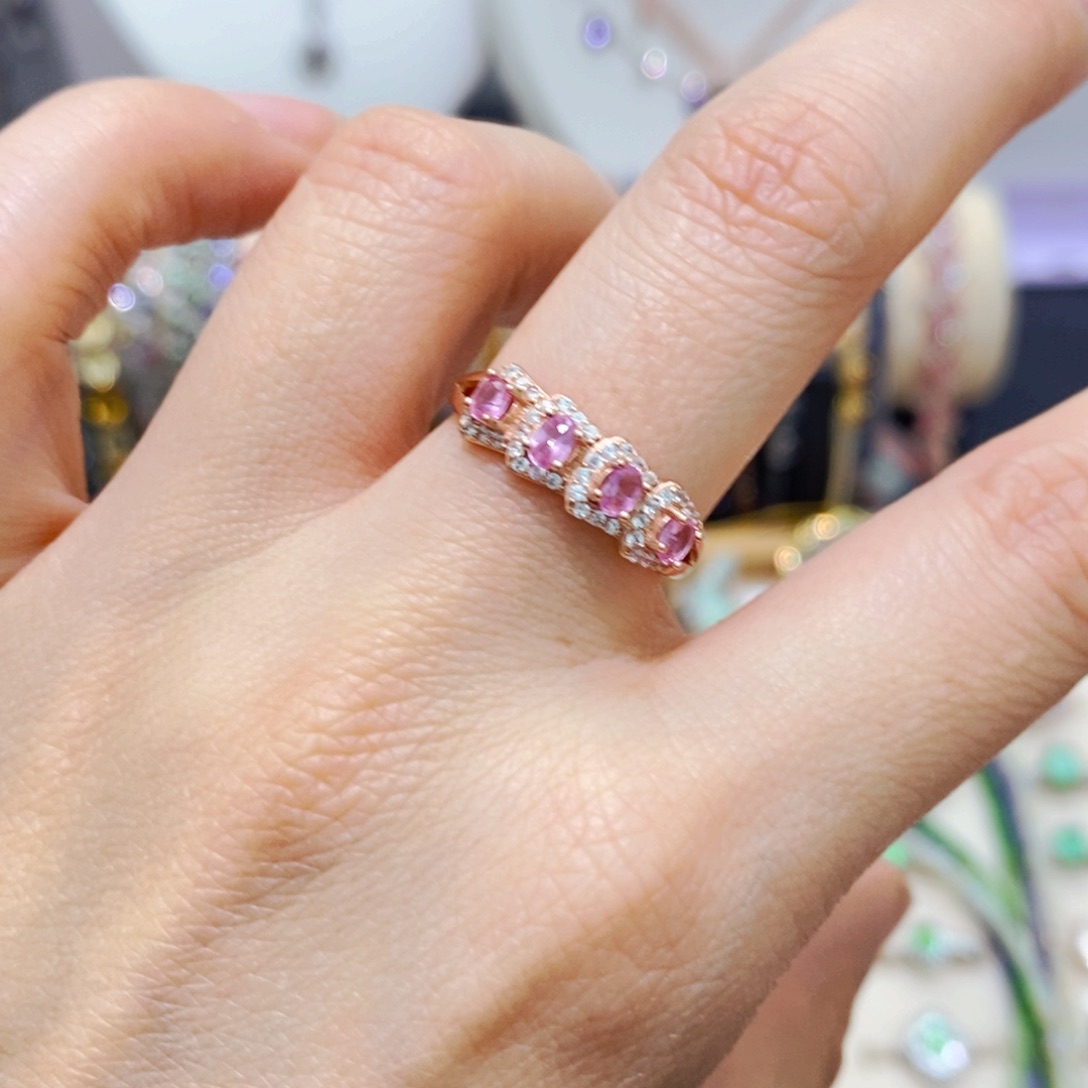 彩色蓝宝石戒指银S925镶嵌