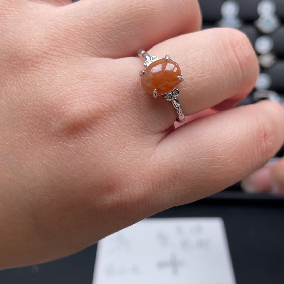 翡翠戒指银S925镶嵌戒指