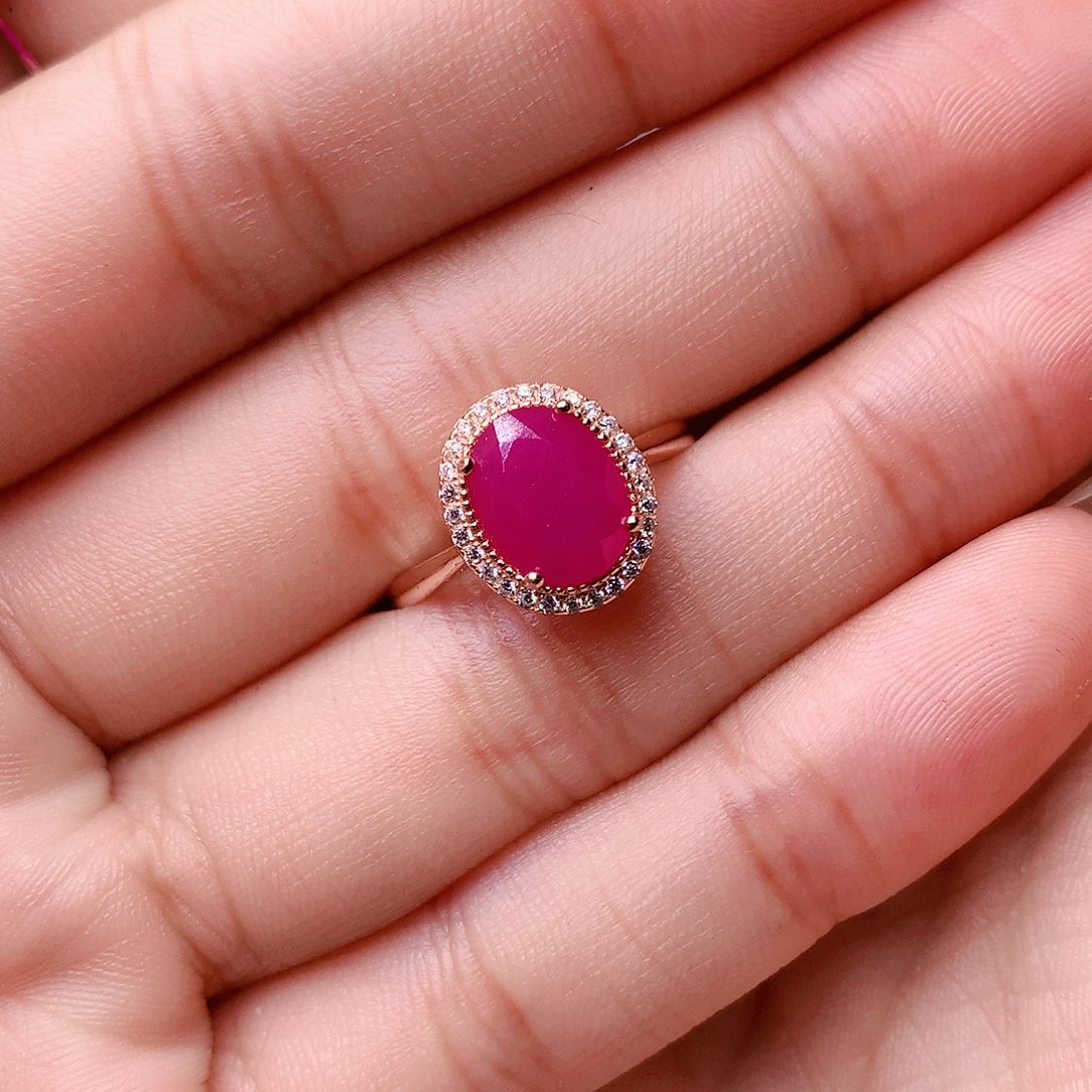 红宝石戒指银S925镶嵌