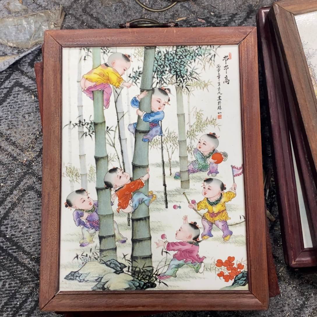 瓷片37*28 景德镇瓷板画柴窑烧制