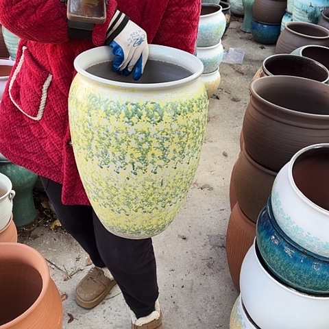 口27高41瑕疵口裂盆 