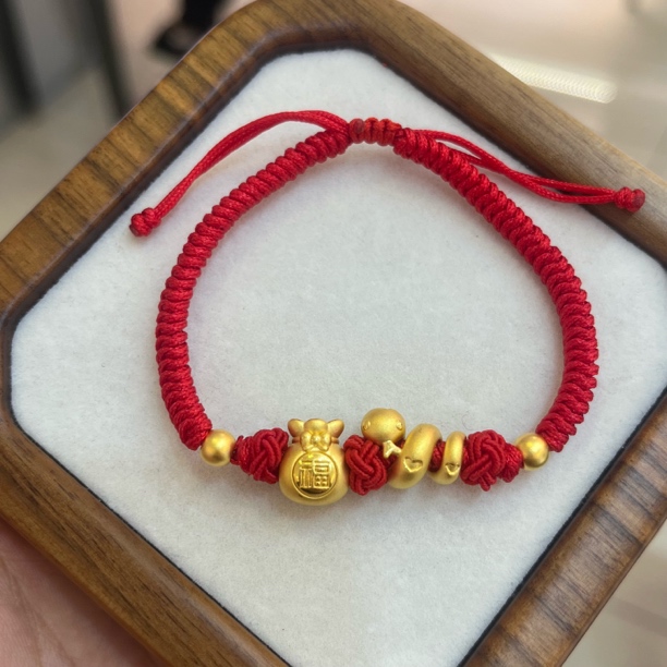 福袋卷卷蛇转运珠婴儿满月宝宝红绳手工编绳饰品大人可戴