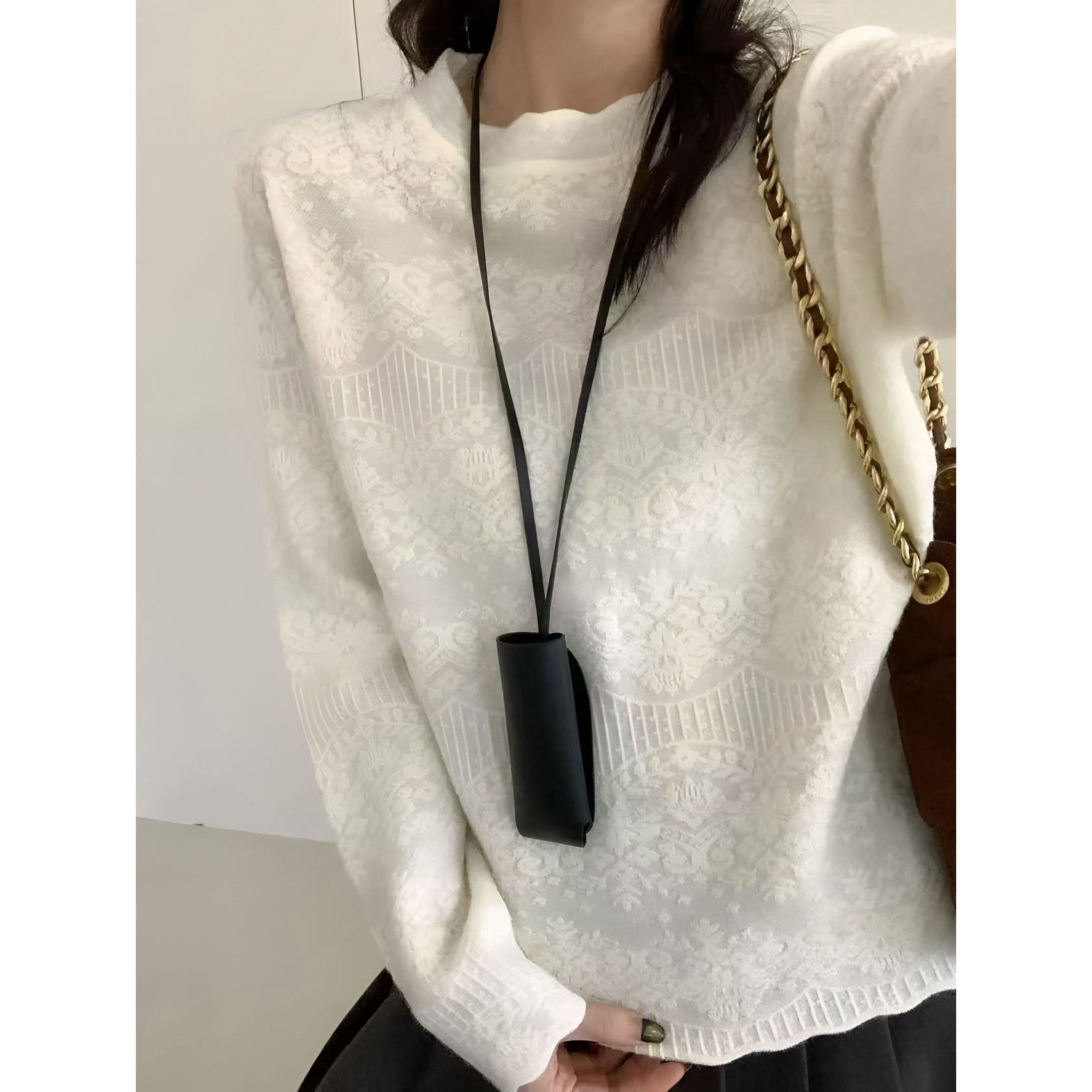 【羊毛浮雕提花微透肌理T】巨巨巨美！浮雕提花微透百搭T587