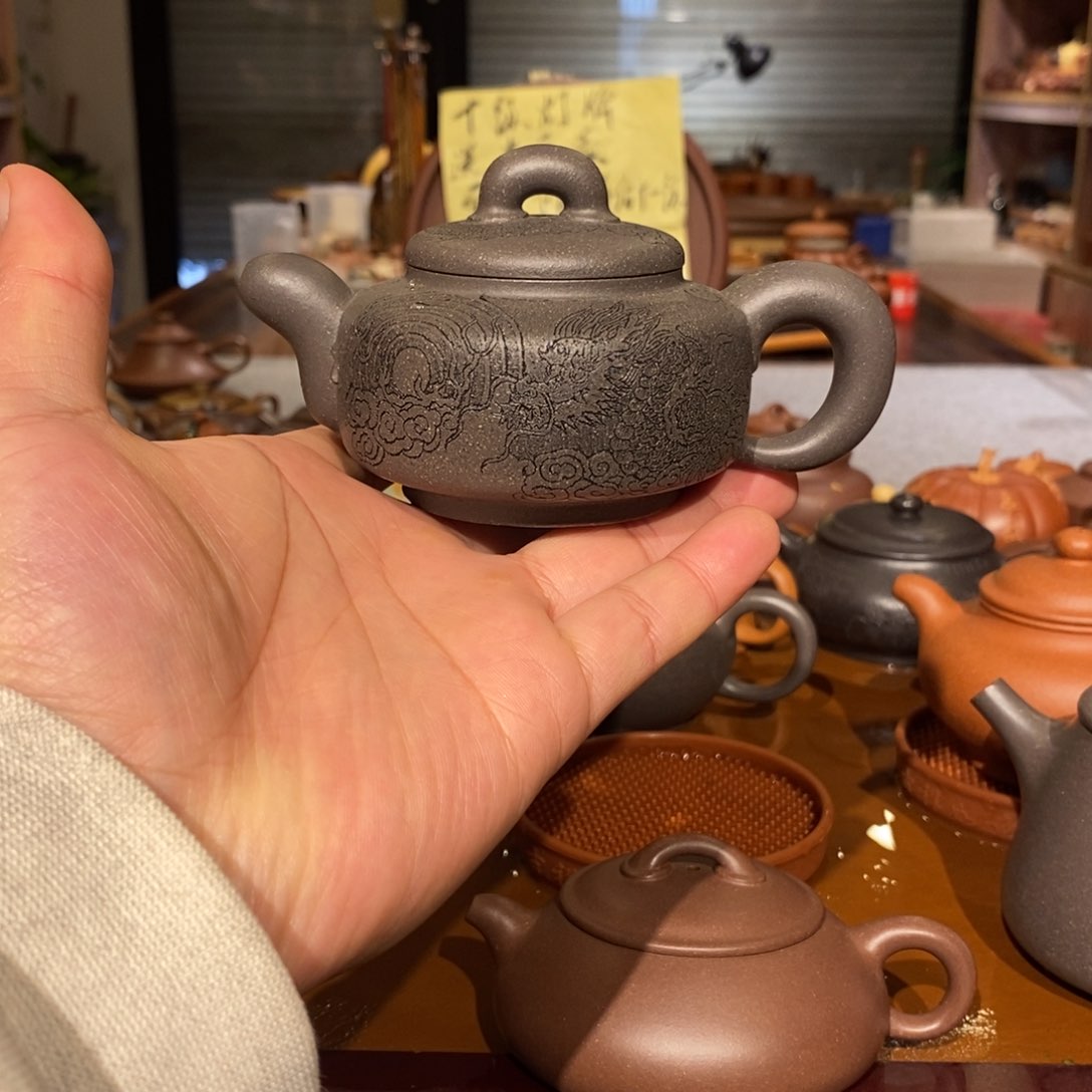 紫砂茶壶道洪风格刻龙160cc