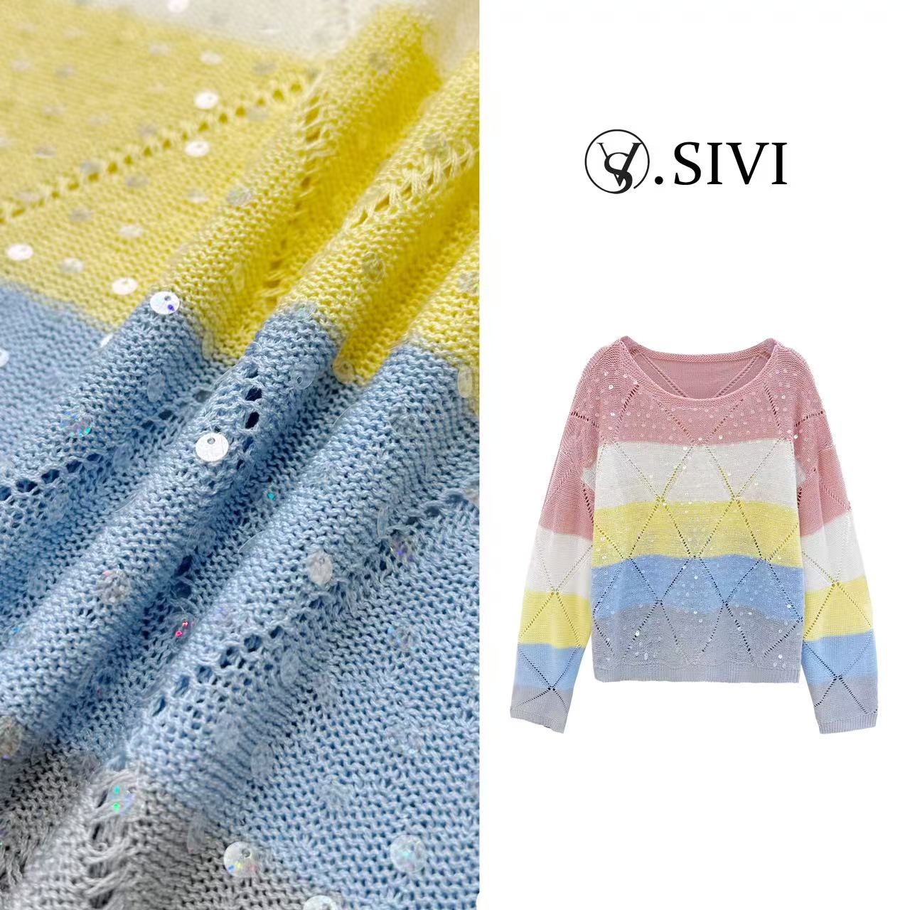 熙薇【春华吐艳】2025春季新款时尚气质重工套头毛衣H1325