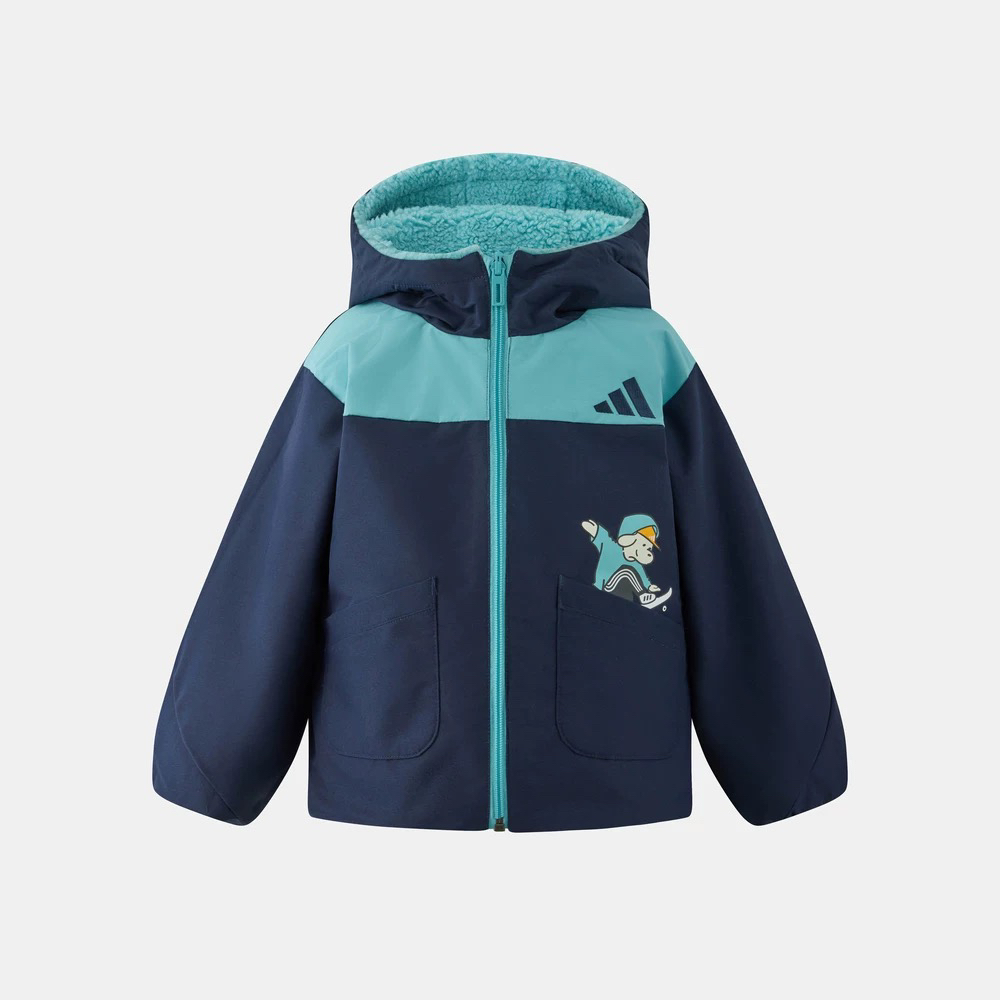 Adidas阿迪达斯新款儿童装男小童两面穿外套连帽舒适运动服KC2820