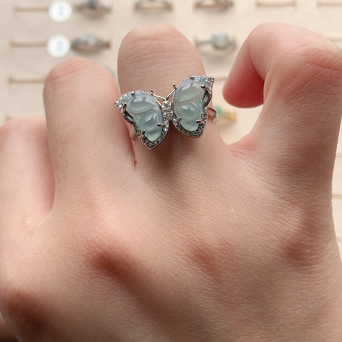 翡翠戒指银S925镶嵌0032