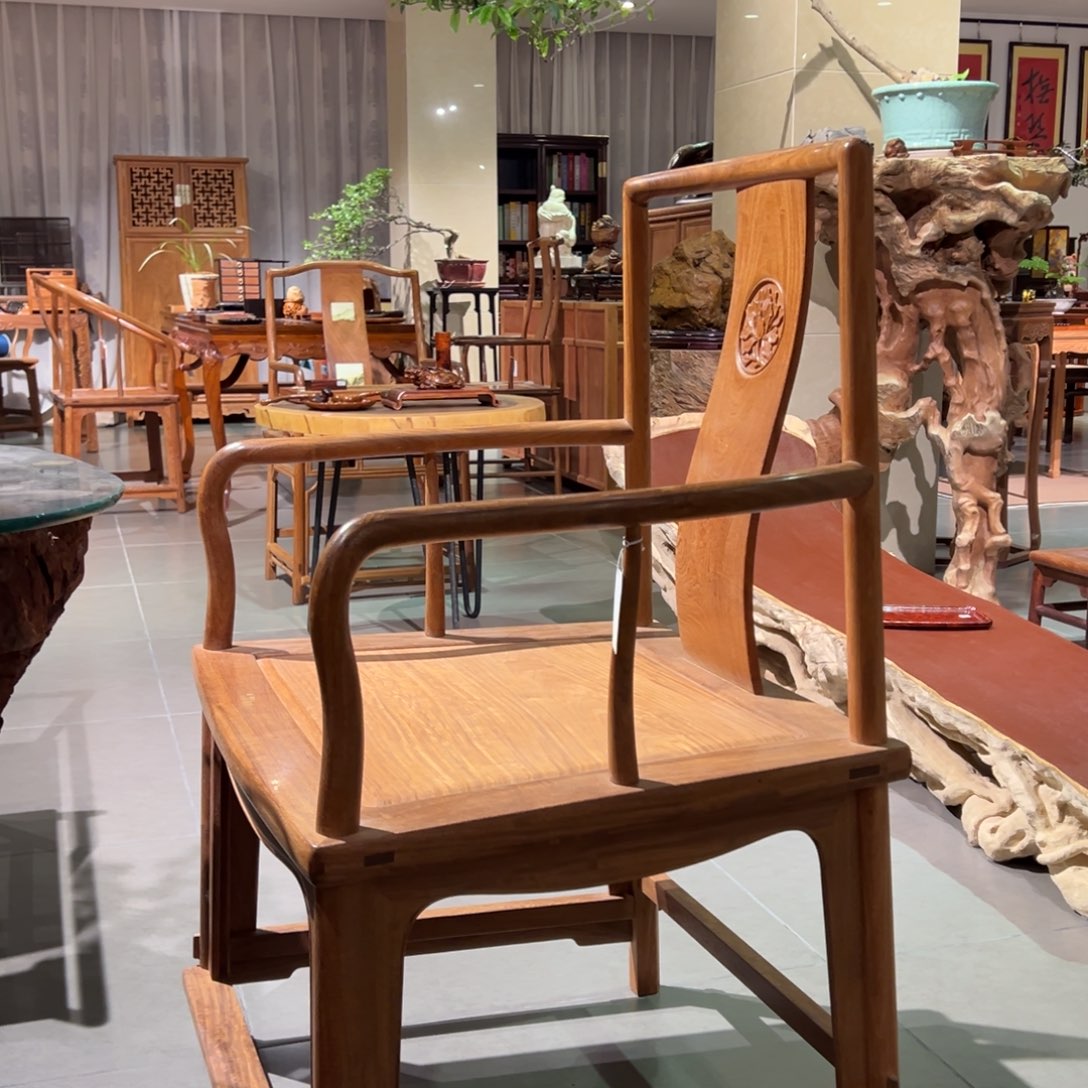 成套家具乌木类缅甸花梨大扇南