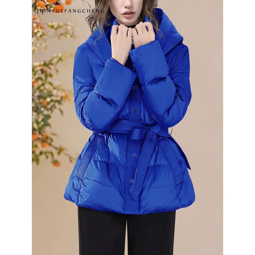 YIHUI伊卉欧洲站羽绒服女连帽腰带加厚收腰时尚拉链冬季WH257235