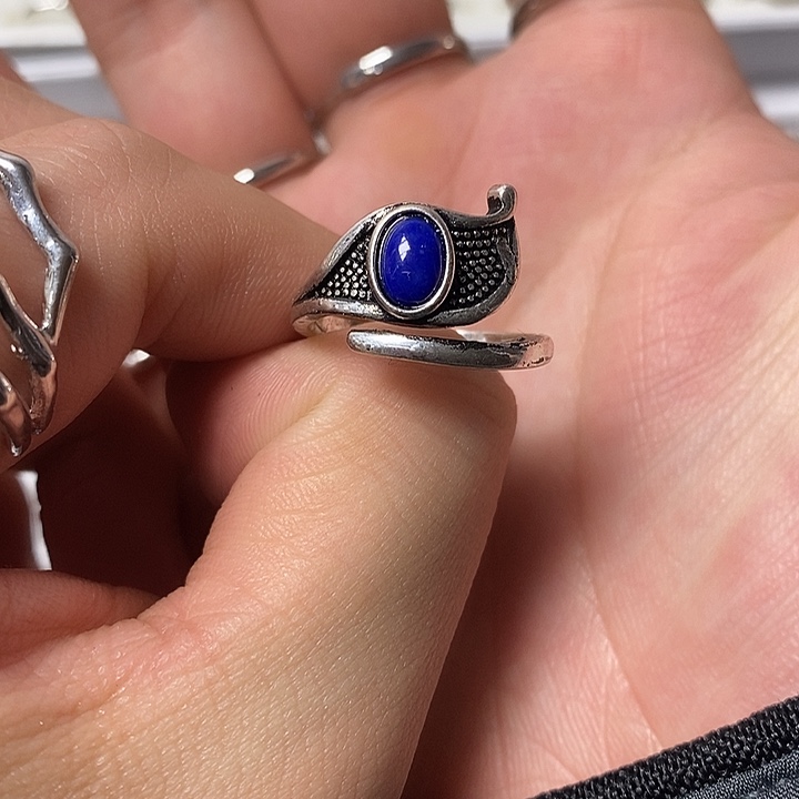 水晶戒指未镶嵌天然青金石