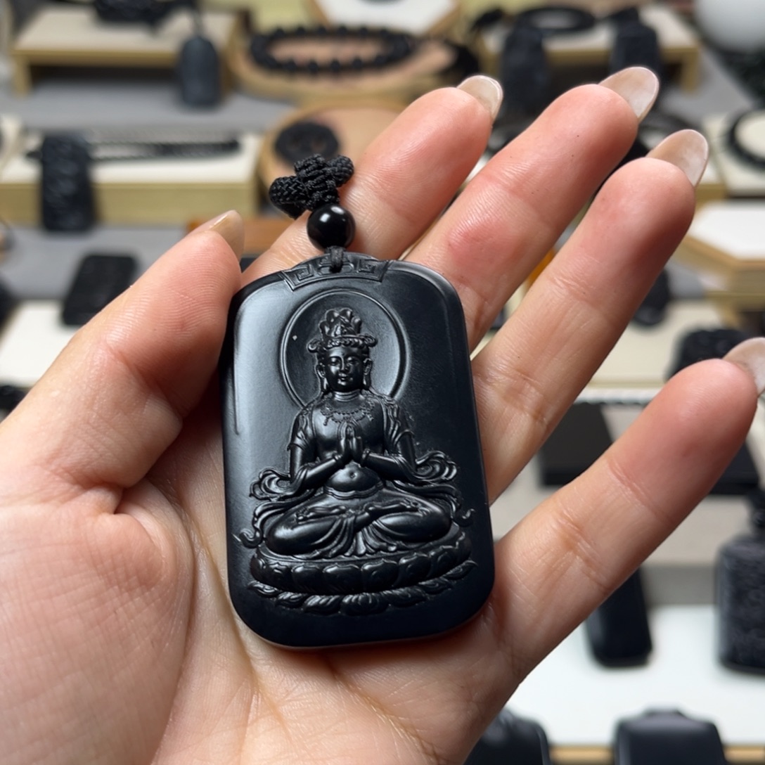 ༺***༻和田玉（墨玉）未镶嵌套链观音山水
