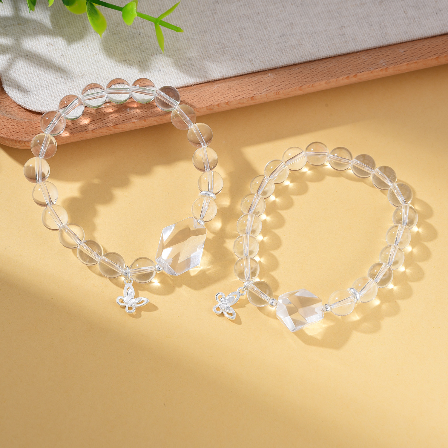 【婉葶珠宝】S925银白水晶切面单圈手链（多样性发一）