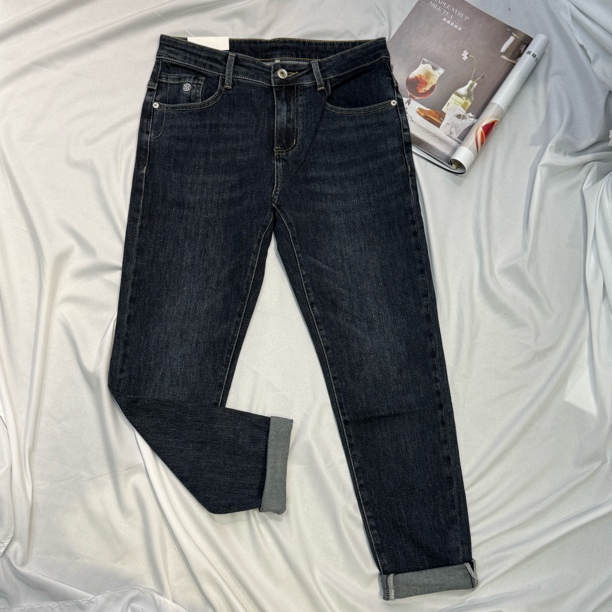 （直播过款）新款男士修身潮流弹力水洗九分牛仔裤