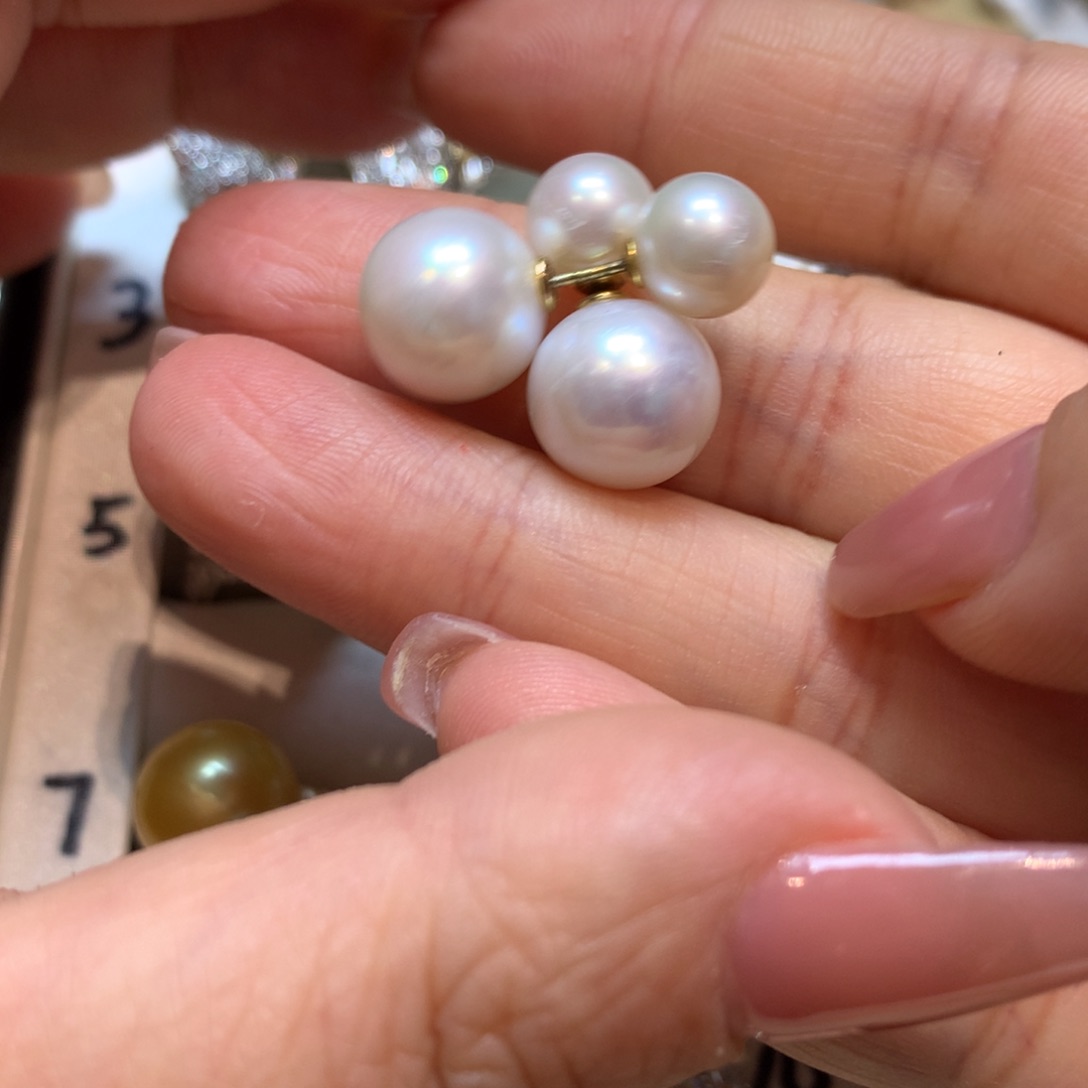 淡水珍珠耳饰银S925镶嵌