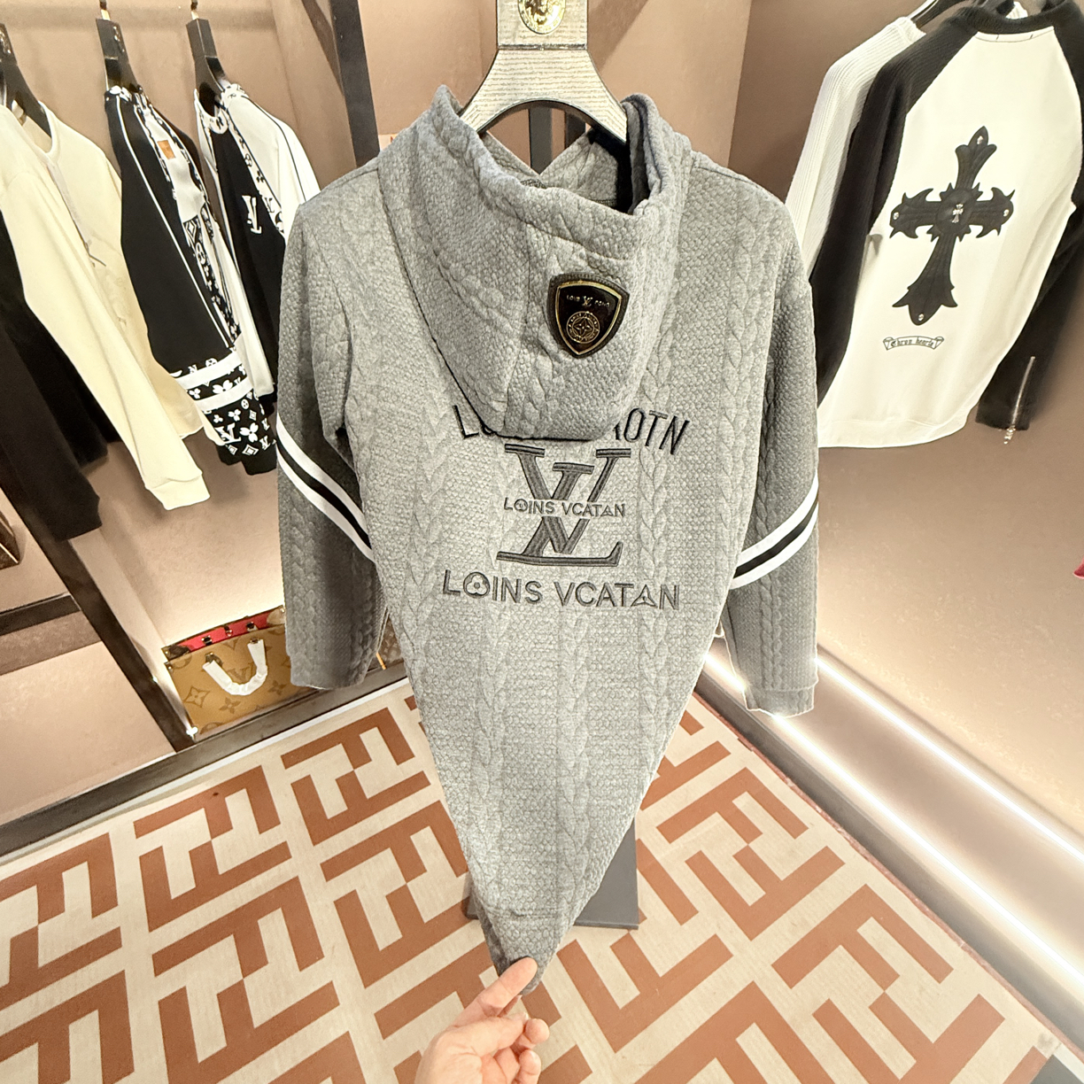 2025年时尚百搭潮流卫衣男士设计师圆领轻奢休闲-f725