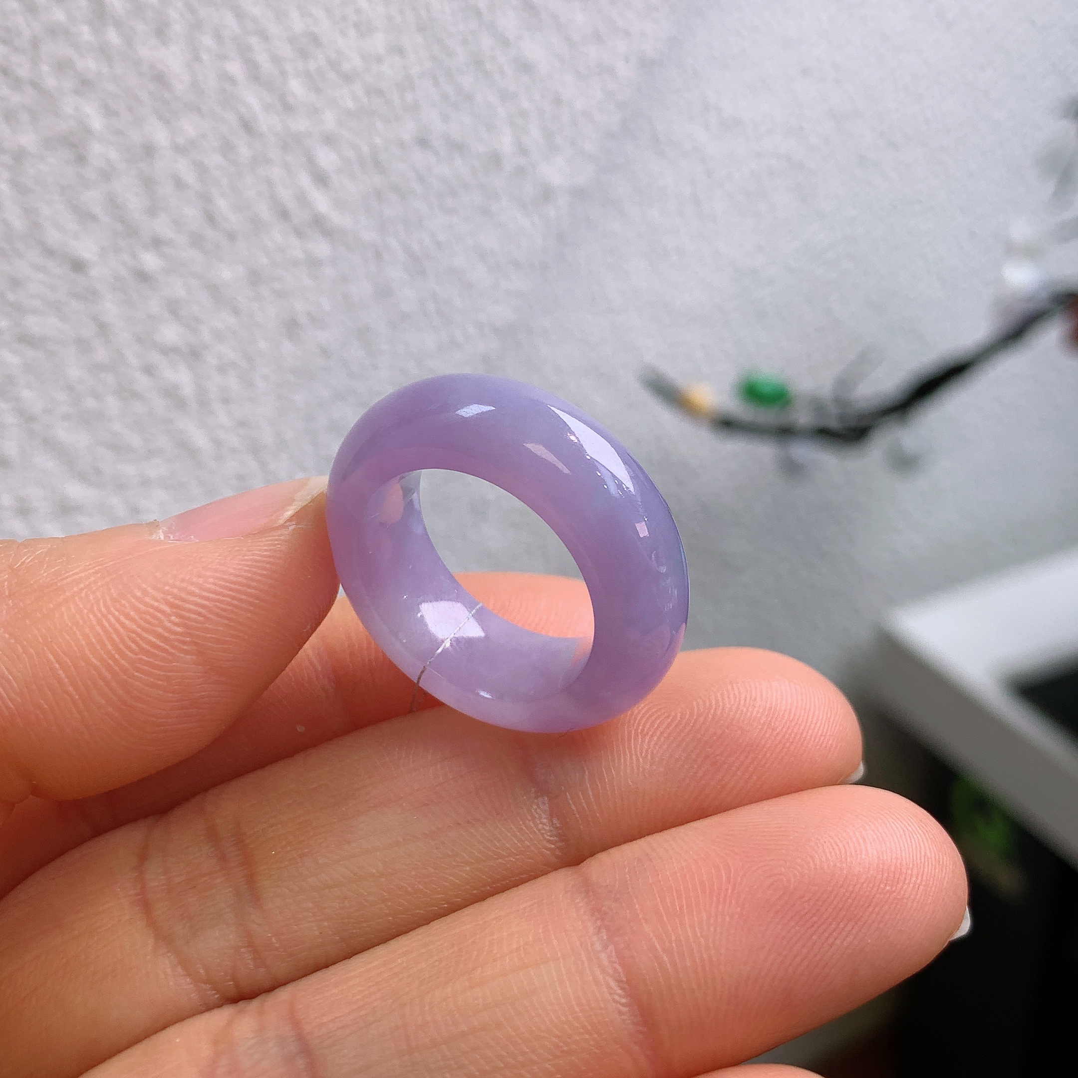 12圈口缅甸天然翡翠A货冰紫罗兰戒指103#