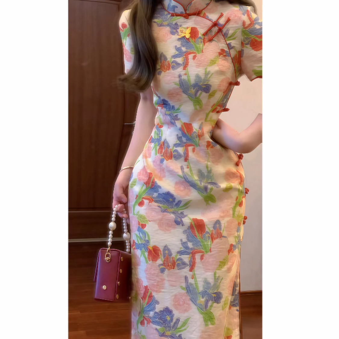 新中式国风改良旗袍连衣裙女夏季新款修身少女日常可穿绝美长裙子