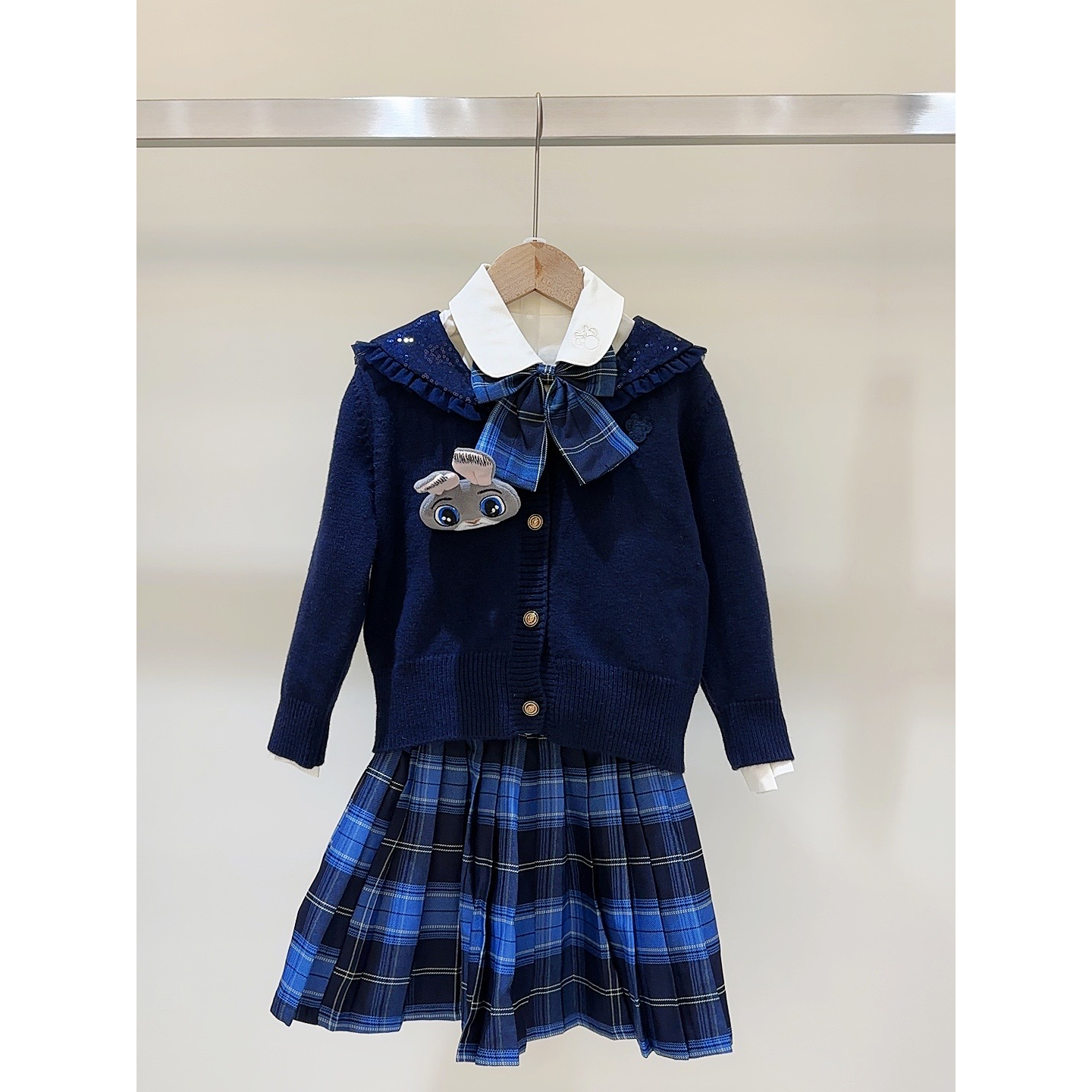 迪士尼-套装三件套【女款童装】【110-160】—蓝色—691