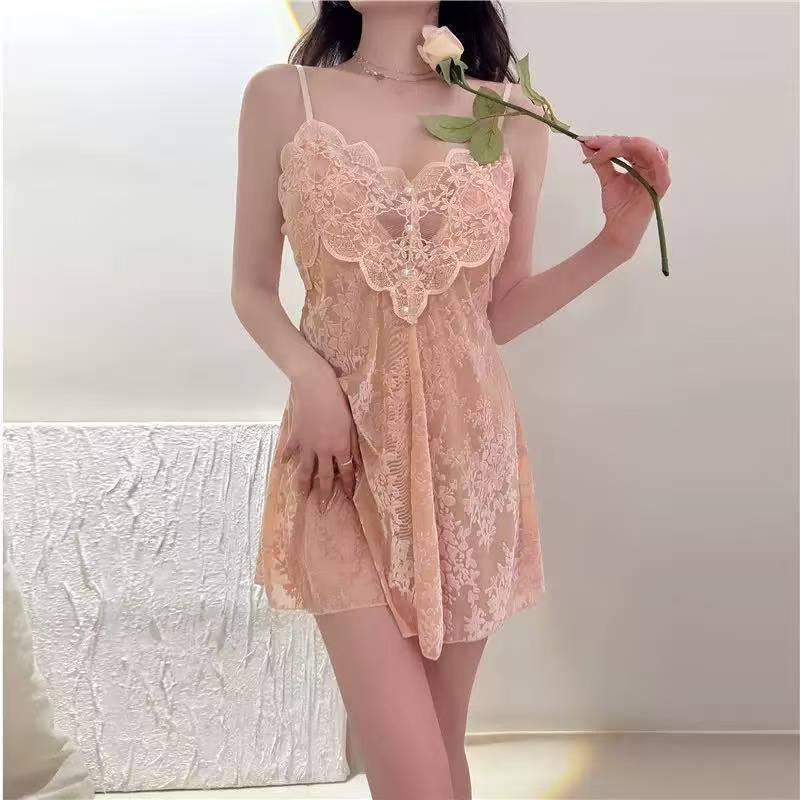 薄款甜美时尚镂空睡裙露背吊带裙女轻奢网红吊带性感无袖夏季