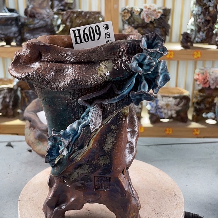 紫砂花盆景德镇陶瓷609