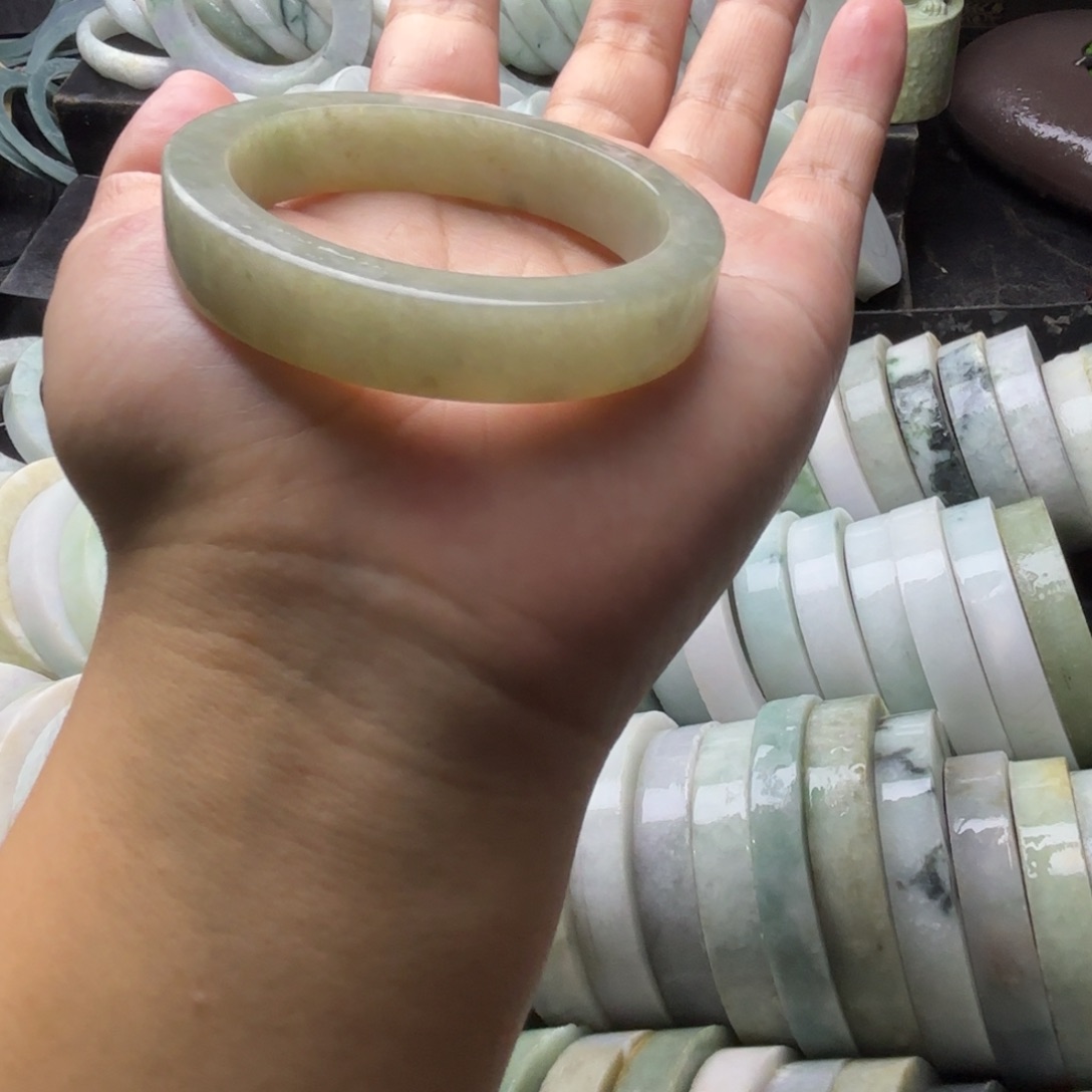 定制翡翠未镶嵌翡翠手镯定制54-56正圈