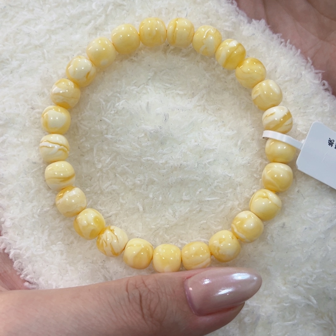 蜜蜡手链未镶嵌狗****了8.5m浓蜡虎皮老型手串