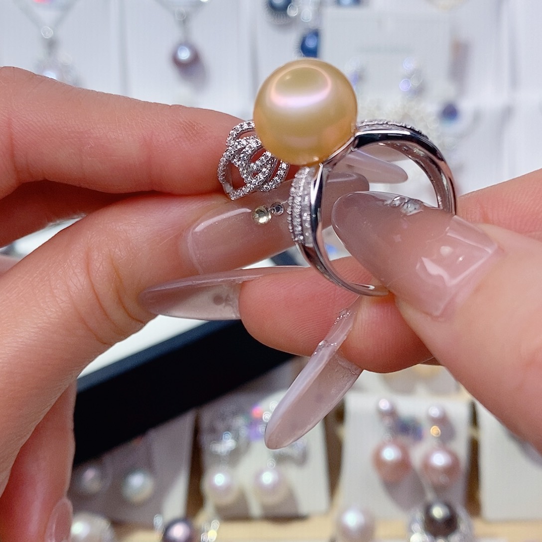 *****银S925镶嵌戒指淡水珍珠12➕